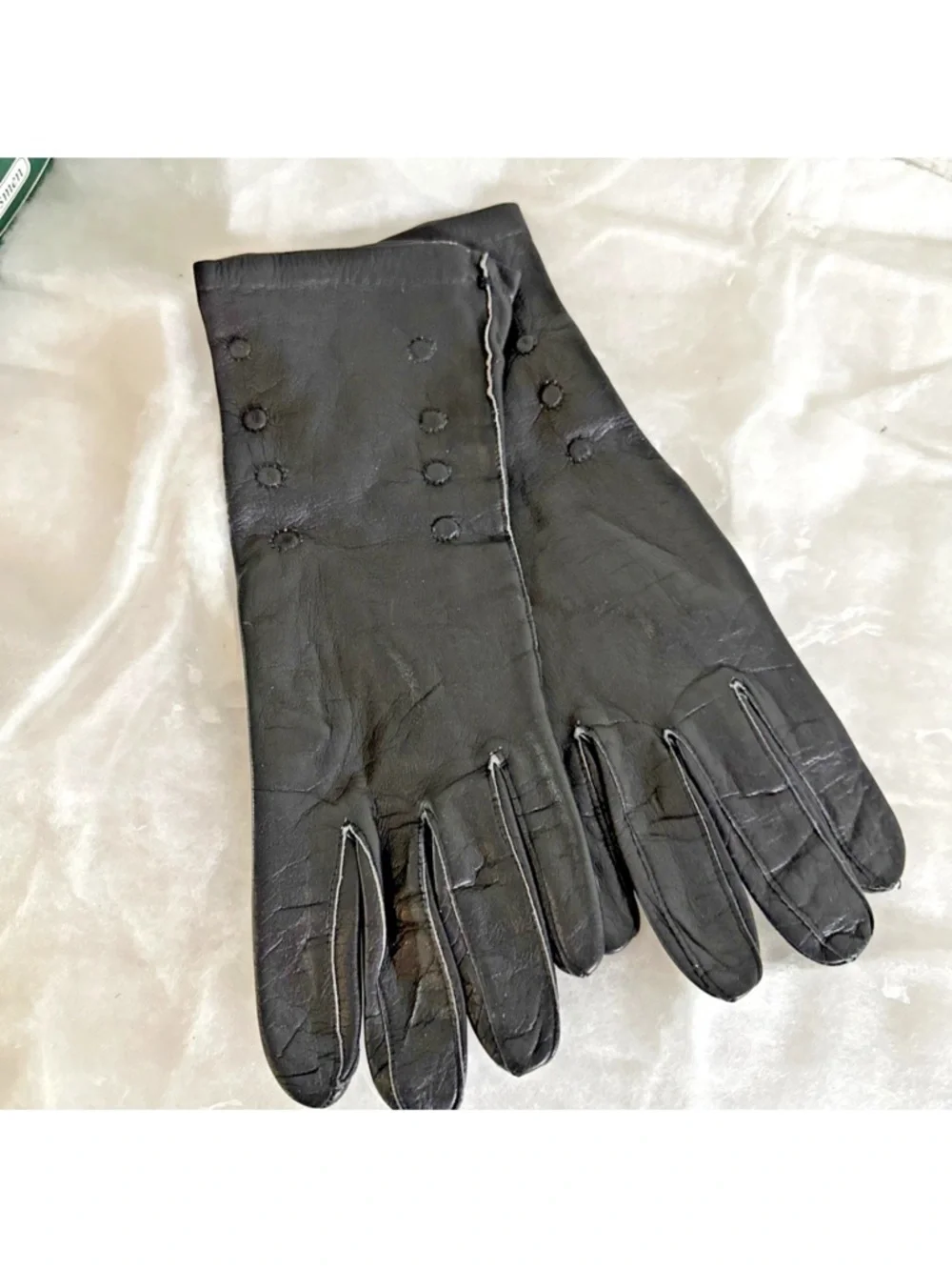 VINTAGE BLACK LEATHER GLOVES 7.5 MADE IN ITALY